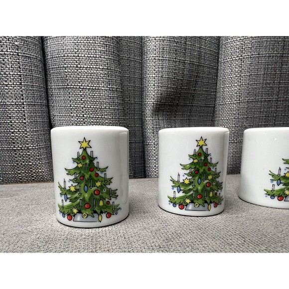 Vtg Taper Candle Holders Mini Christmas Trees Funny Design West Germany Lot of 5 - Picture 2 of 11